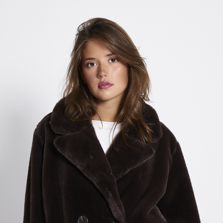 Faux fur jacket "Mary" Brown